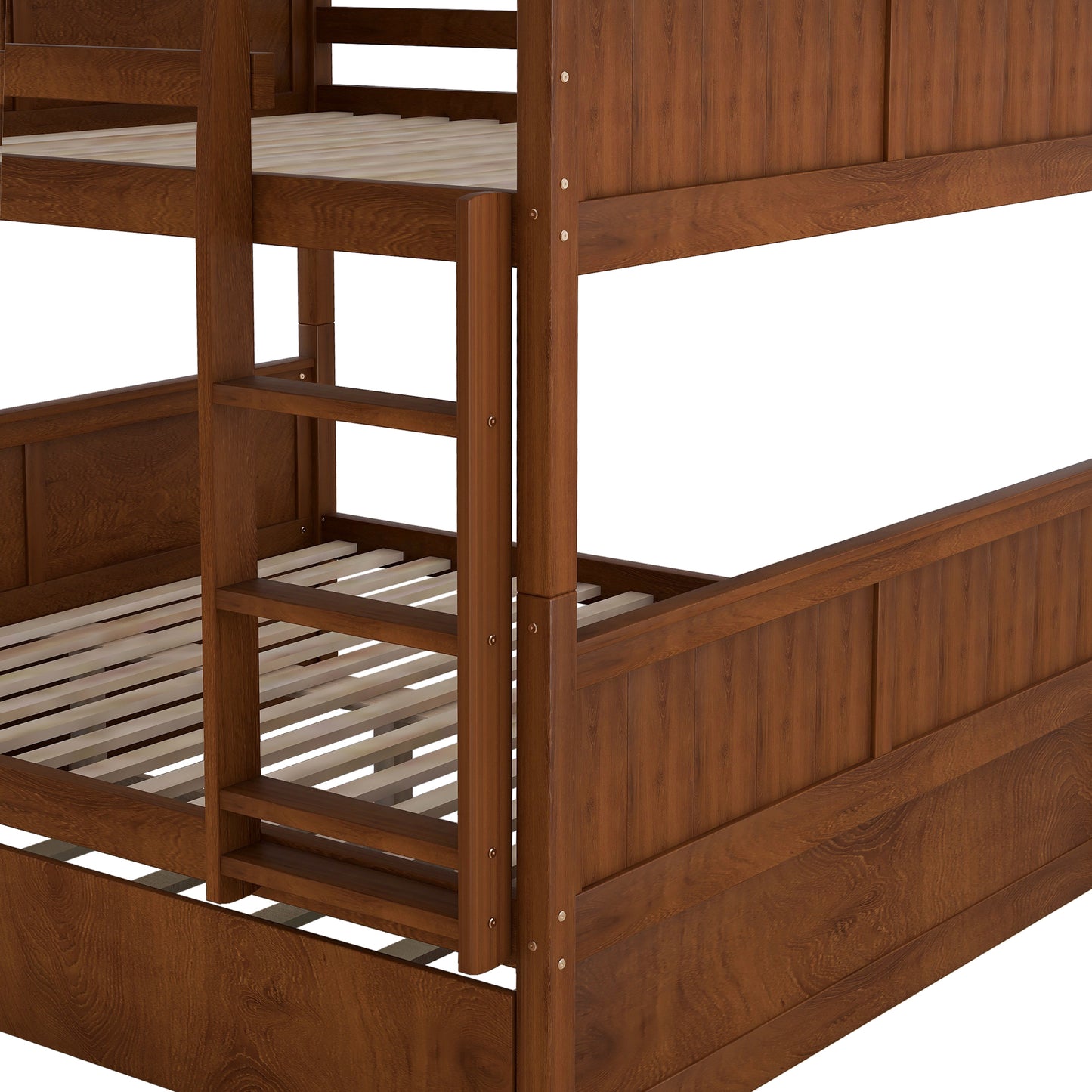 Full Over Full Bunk Bed with Twin Size Trundle, Walnut （ old sku: LP000250AAL)