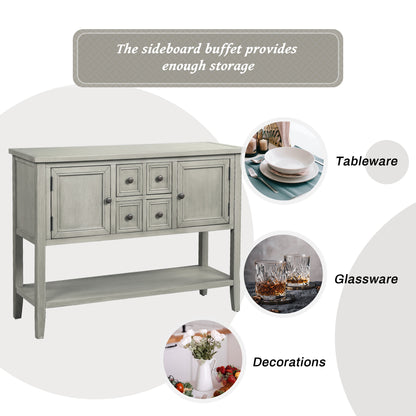 TREXM  Cambridge Series Buffet Sideboard Console Table with Bottom Shelf (Antique Gray)