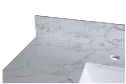 Montary 31" carrara white engineered stone vanity top backsplash