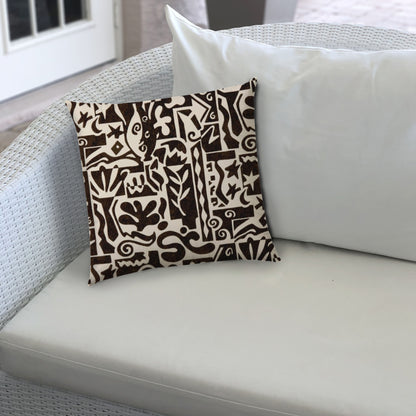 AMPHORA Black Indoor/Outdoor Pillow - Sewn Closure