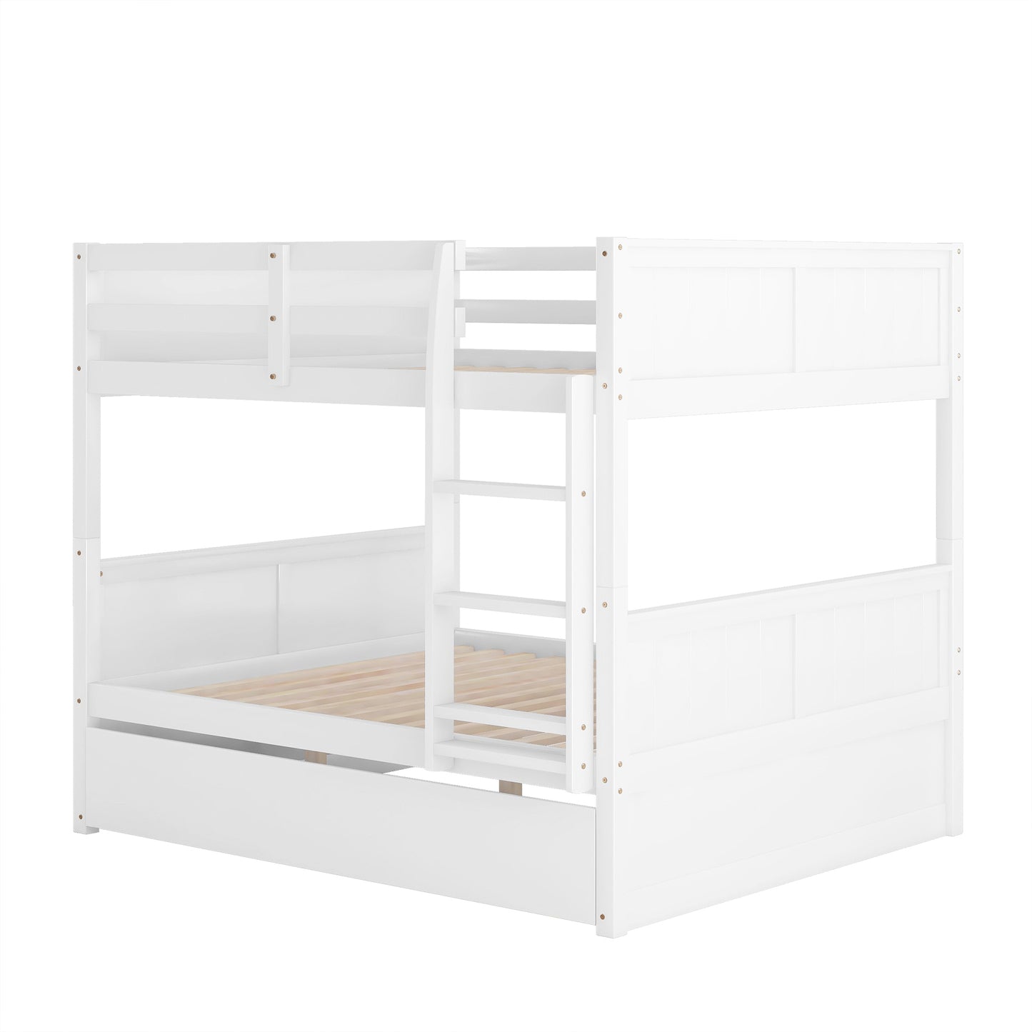 Full Over Full Bunk Bed with Twin Size Trundle, White ( old sku: LP000250AAK )