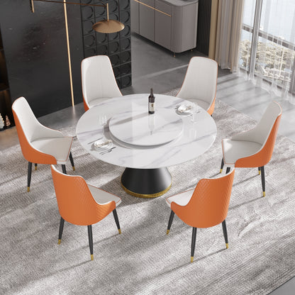 Modern dining chair PU leather metal legs-white+orange-2pcs/ctn