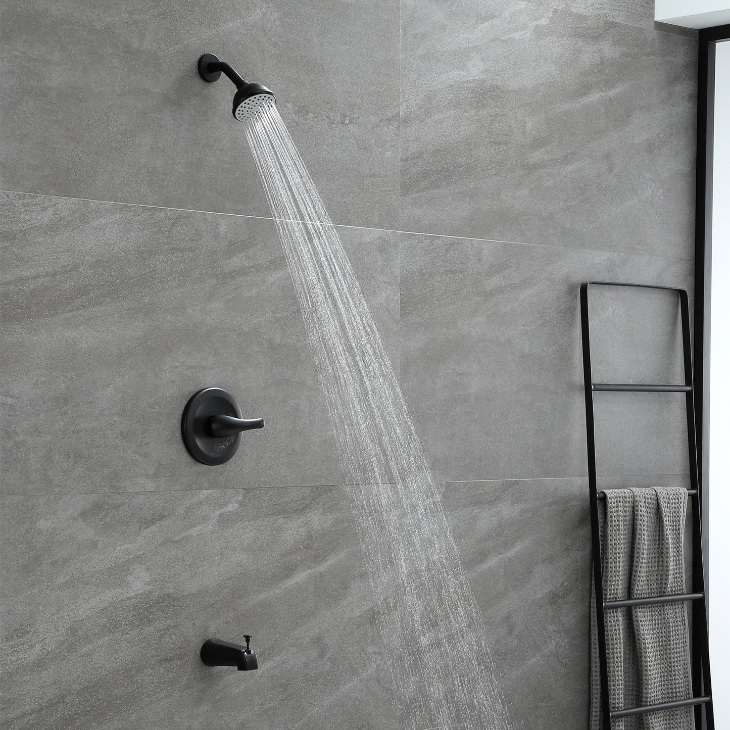 Matte Black 6 Inch Shower Faucet wih Tub Spout Combo