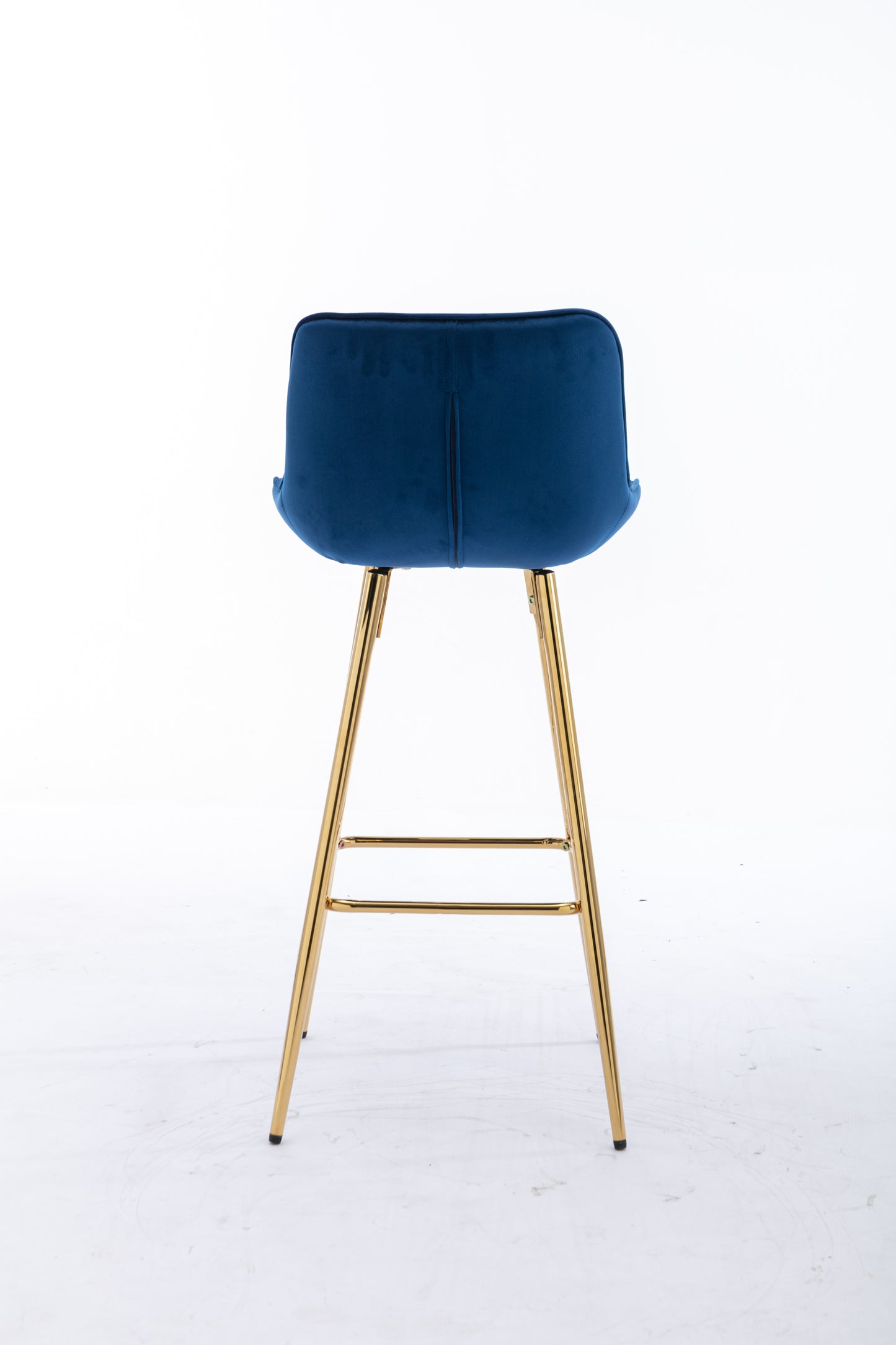 26 Inch Set of 2 Bar Stools,with Steel Frame Footrest Velvet Fabric Golden Leg Simple Bar Stool,BLUE