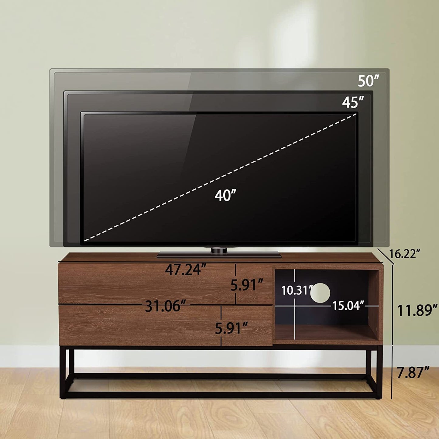 Entertainment Center with Storage, Modern TV Stand Media Cnsole for TV up to 50 inch for Living Room Bedroom