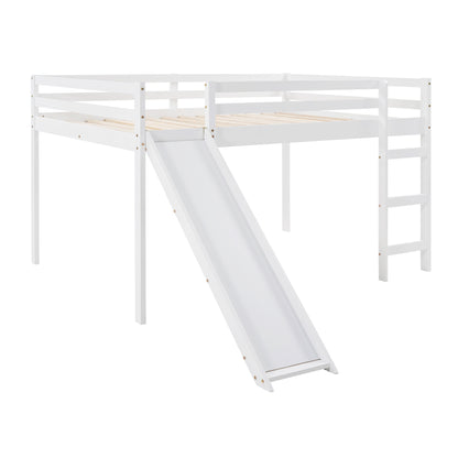 Loft Bed with Slide, Multifunctional Design, Full (White)(OLD SKU :WF281157AAK)