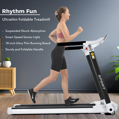 Folding Electric 3.5HP Treadmill Medium Running Machine Motorised Gym 330lbs；Portable Compact Treadmill Foldable for Home Gym Fitness Workout Jogging Walking,Electric Motorized Power 14KM/H