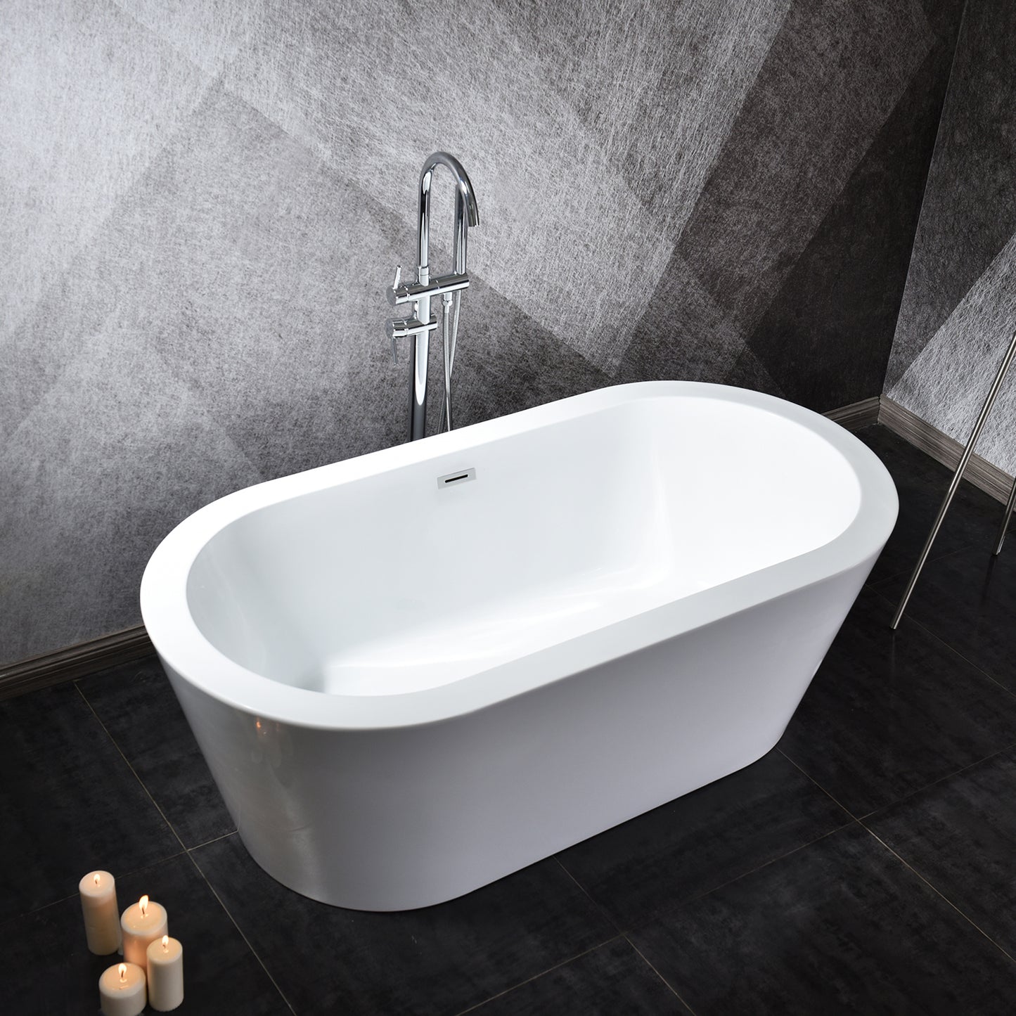 Contemporary Design Acrylic Flatbottom  Bathtub in White