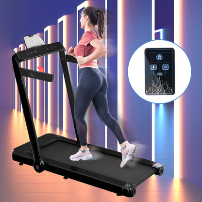 Folding Treadmill, Installation-Free Under Desk Electric Treadmill 2.5HP, with Bluetooth APP and speaker, Remote Control, Display, Walking Jogging Running Machine Fitness Equipment for Home Gym Office