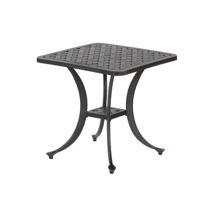 Square Cast Aluminum Outdoor Side/End Table, Dark Lava Bronze