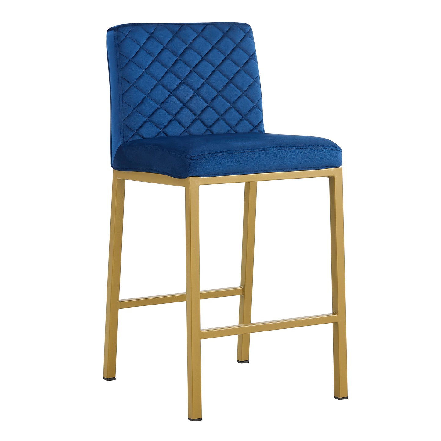 Cheap Modern Design High Counter Stool metal legs Kitchen Restaurant Dark blue  velvet Bar Chair(set of 2)