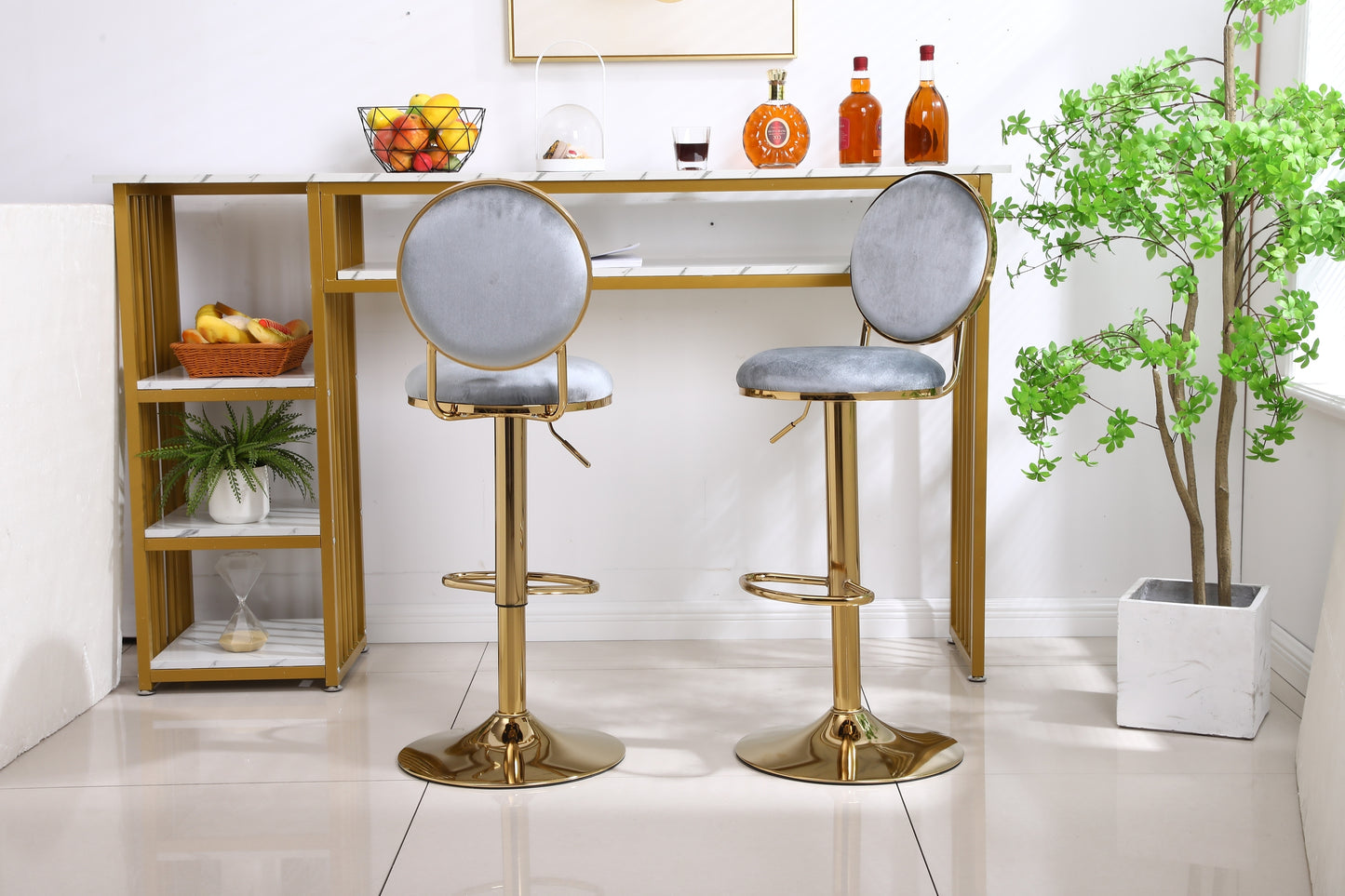 Bar Stools with Back and Footrest Counter Height Dining Chairs  2pcs/ctn