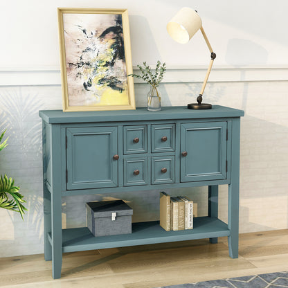 TREXM  Cambridge Series Buffet Sideboard Console Table with Bottom Shelf (Dark Blue)