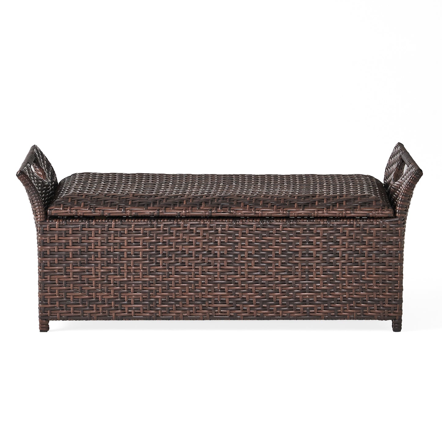 Izidora Outdoor Brown Wicker Storage Ottoman