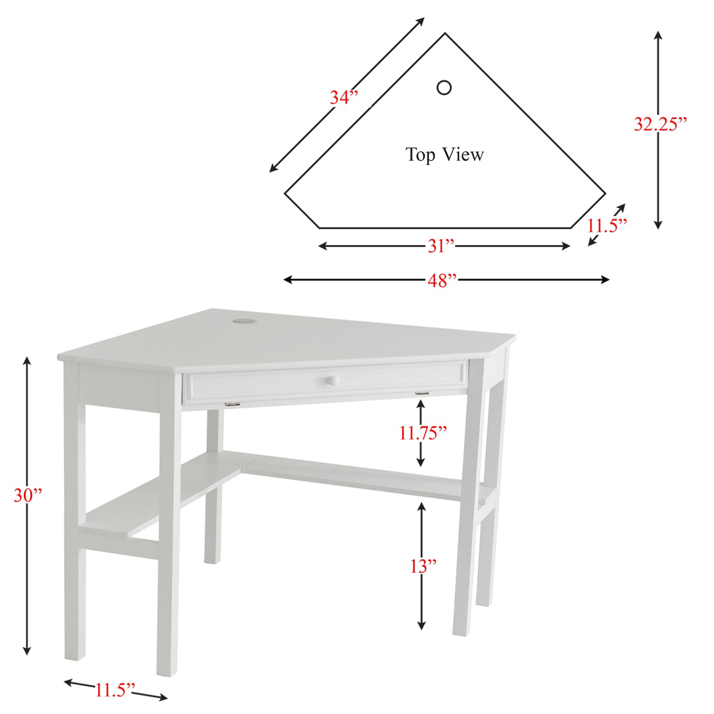 Wardboro Corner Computer Desk - White