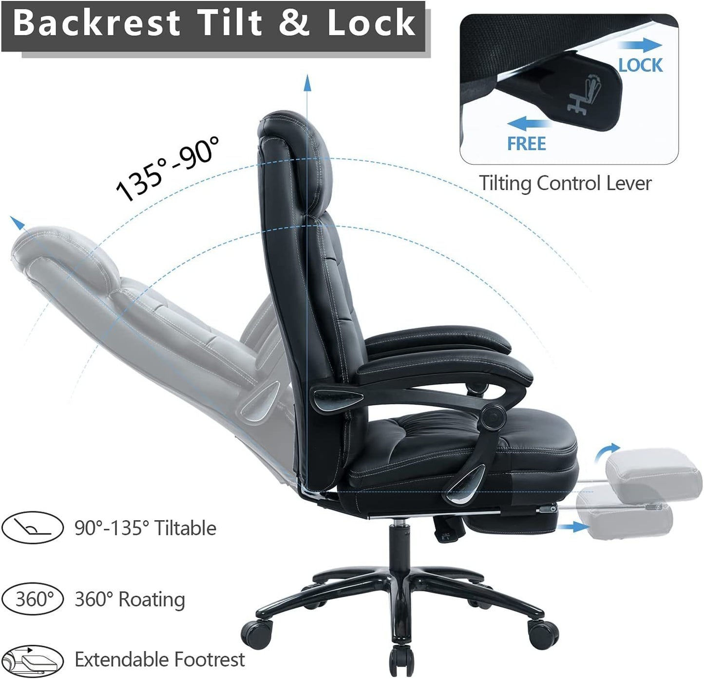 Vanbow.Office Chair,Adjustable rotary office executive chair/PU leather+PVC/heavy weight