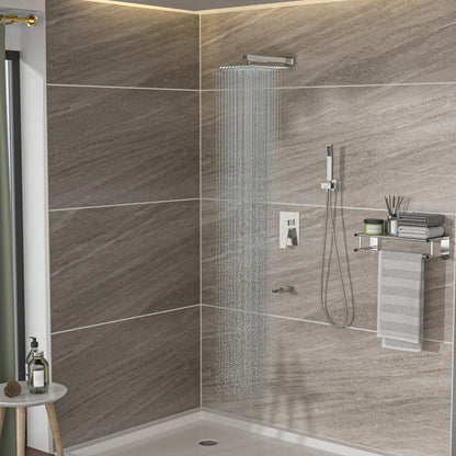 10" Rain Shower Head Systems with Waterfall Tub Spout ,Brushed Nickel,Ceiling Mounted shower