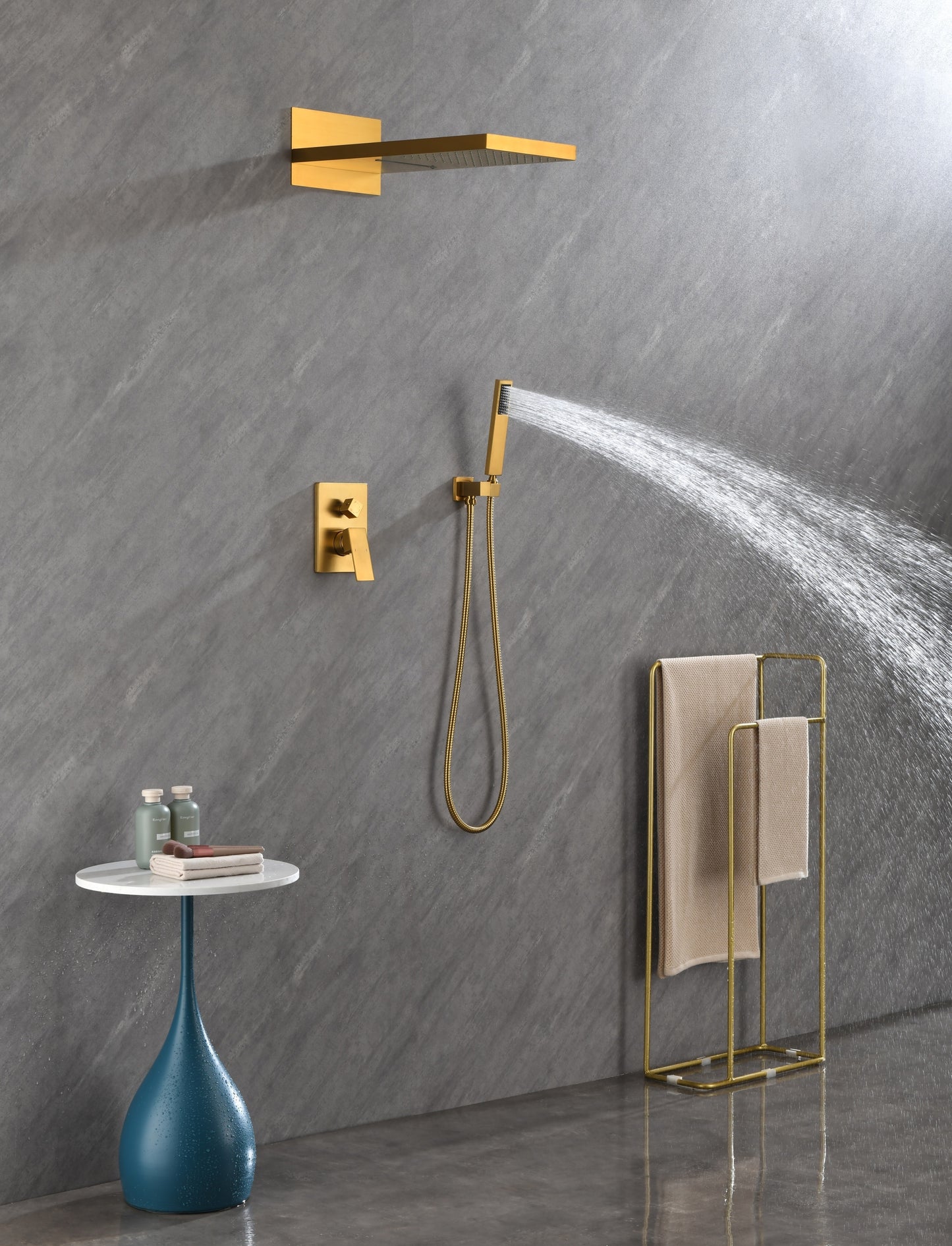 Shower System,Waterfall Rainfall Shower Head with Handheld, Shower Faucet Set for Bathroom Wall Mounted