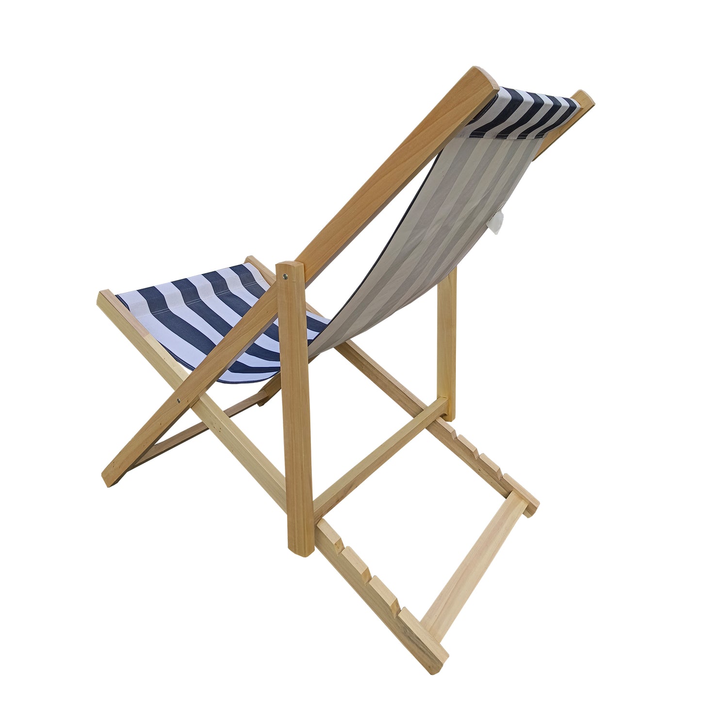 populus wood sling chair blue Stripe Broad blue Stripe （color: Dark blue）folding chaise lounge chair