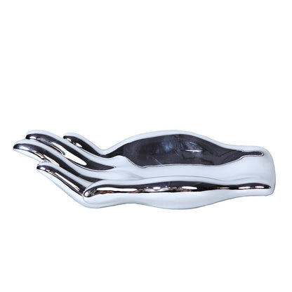 Ceramic Hand Sculpture in Silver - Functional and Decorative Piece for Your Home