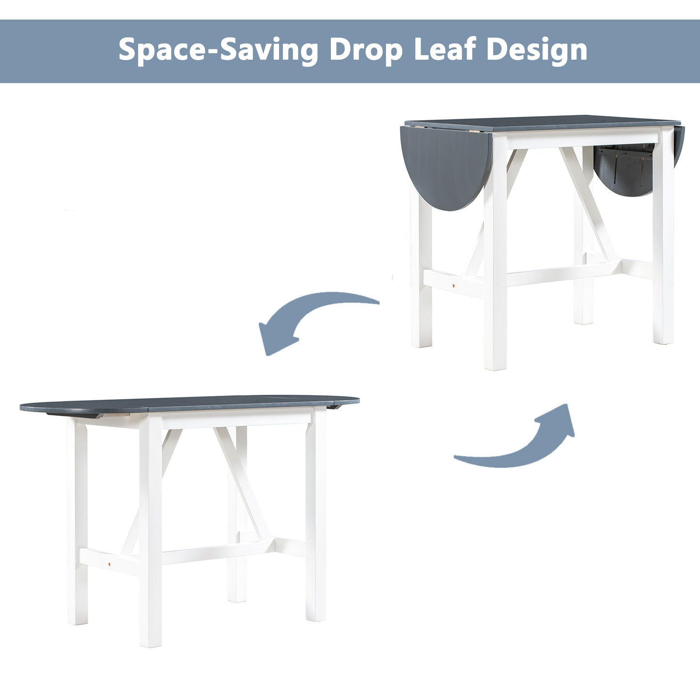 TOPMAX Wood Drop Leaf Counter Height Dining Table for Small Place, White