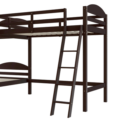 Twin L-Shaped Bunk Bed and Loft Bed - Espresso(OLD SKU :LP000023AAP)