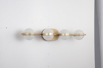 LED Bathroom Vanity Lights Fixtures, 4-Lights Brushed Brass  Globe Glass Shade Over Mirror