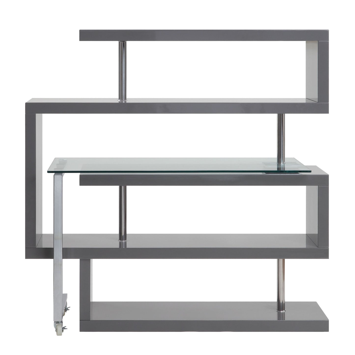 ACME Raceloma Writing Desk w/Shelf, Clear Glass, Gray & Chrome Finish 93181