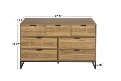 Modern 7 Drawer Dresser Wood Cabinet (Walnut)