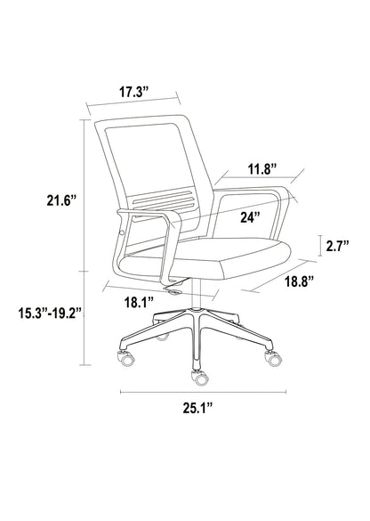 Ardamore Adjustable Height Swivel Office Chair Black Wengue