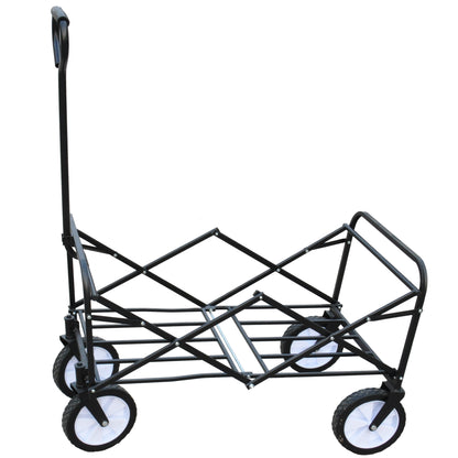 Folding Wagon Garden Shopping Beach Cart (Black)