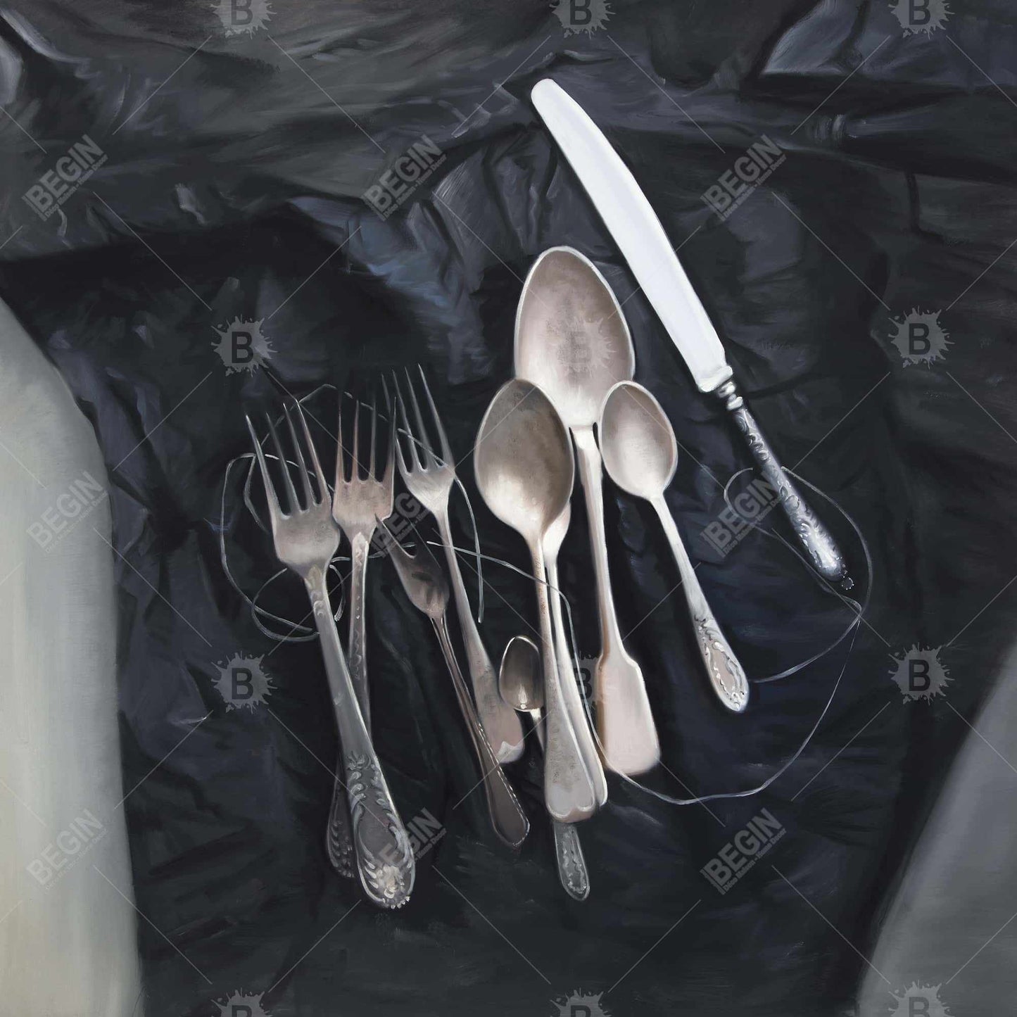 Vintage cutlery - 12x12 Print on canvas