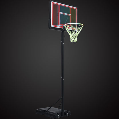 Portable Basketball Hoop Basketball System 4.76-10ft Height Adjustment for Youth Adults LED Basketball Hoop Lights, Colorful lights, Waterproof，Super Bright to Play at Night Outdoors,Good Gift for Kid