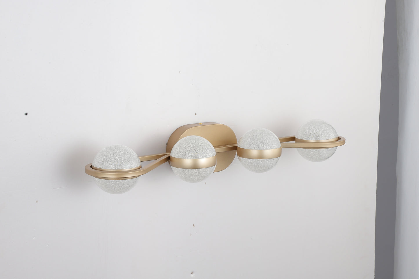 LED Bathroom Vanity Lights Fixtures, 4-Lights Brushed Brass  Globe Glass Shade Over Mirror