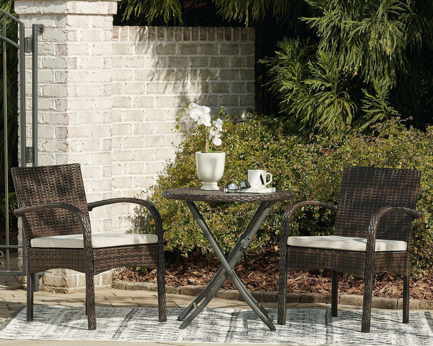 Ashley Anchor Brown Casual Lane Outdoor Chairs with Table Set (Set of 3) P309-050