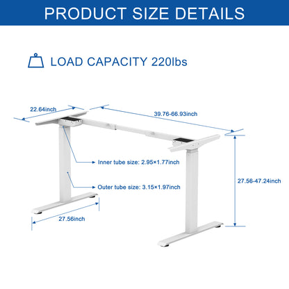 Ergonomic Standing Desk Base Workstation Frame Only，silver grey