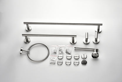 6 Piece Stainless Steel Bathroom Towel Rack Set Wall Mount On-Site