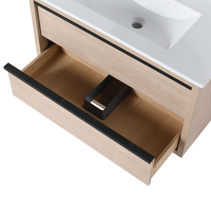 36" Bathroom Vanity with 2/3 Soft Close drawers,  White ceramic basin(BVA02536PLO-F-BL9090B)