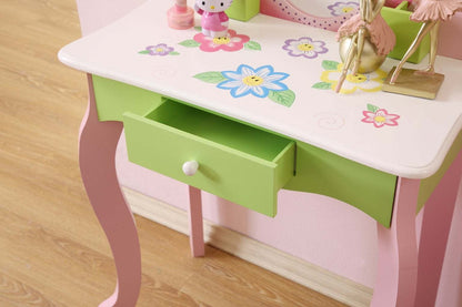 Kids Funnel Layla Girls Flower Vanity Set with Stool