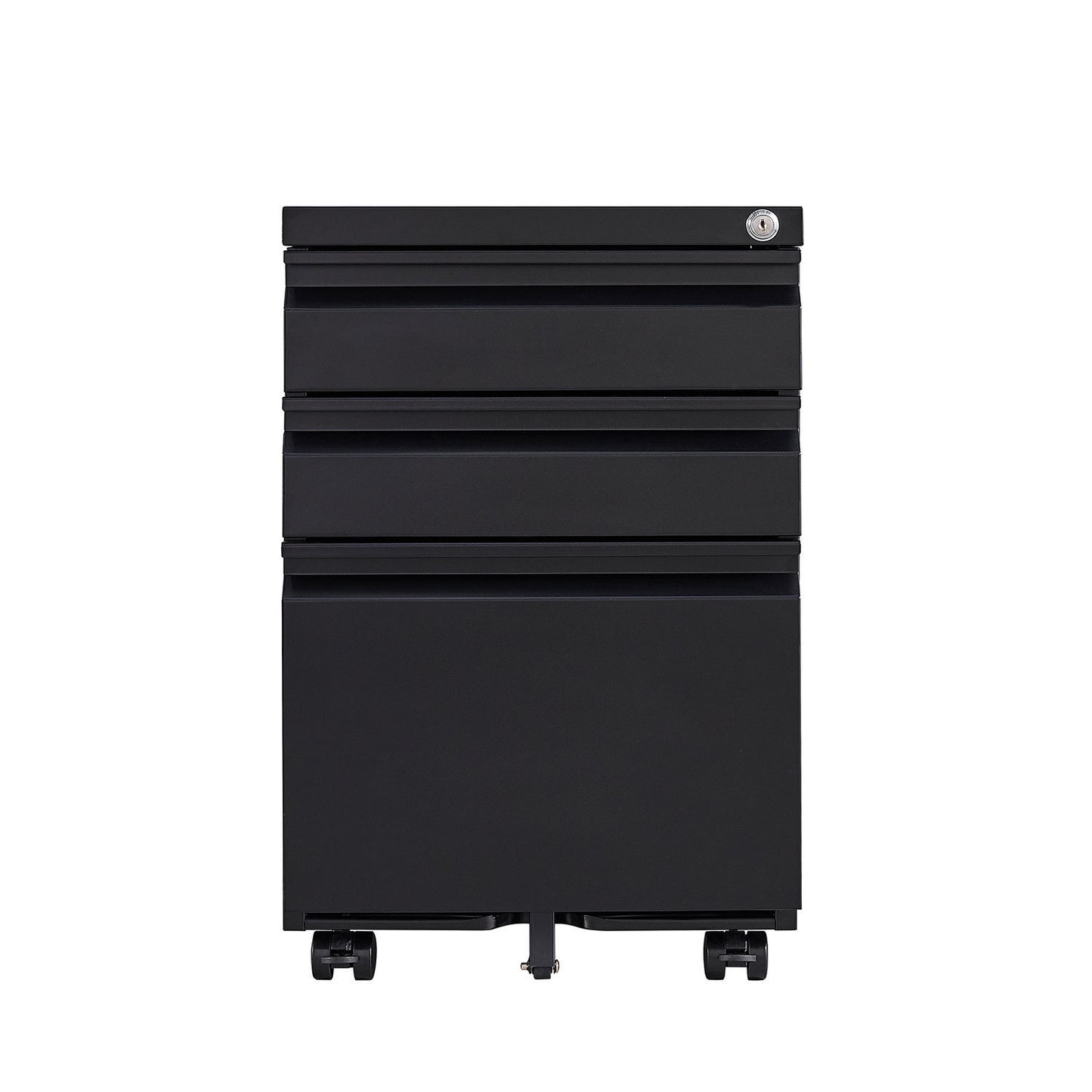 3 Drawer Mobile Locking File Cabinet, Rolling Filing Cabinet for Letter/A4 Size With 5 Wheels ,BLACK