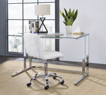 ACME Tyrese Writing Desk, Clear Glass & Chrome Finish 93100