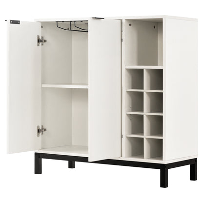 K&K Sideboards and Buffets With Storage Coffee Bar Cabinet Wine Racks Storage Server Dining Room Console 34 Inch（White）