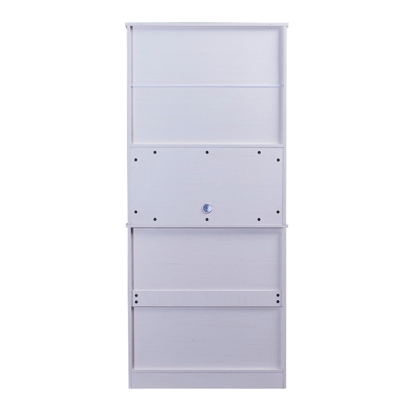 TREXM 70.9" Multifunctional Pantry Cabinet MDF Storage Cabinet with Glass Doors, A Large Drawer and Adjustable Shelves (Antique White)