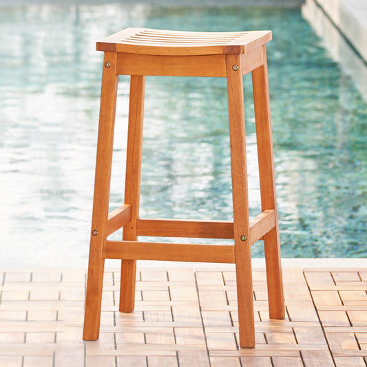 Olina Honey Eucalyptus Wooden Outdoor Dining Stool