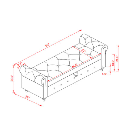 63" Bed Bench Green Velvet