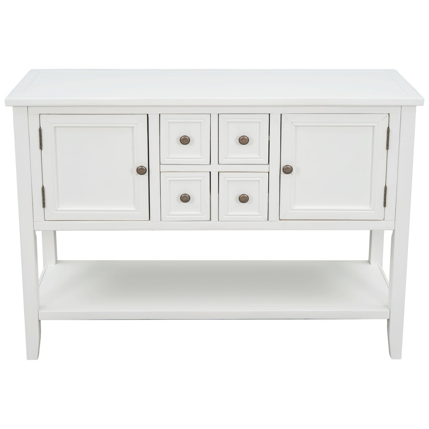 TREXM  Cambridge Series Buffet Sideboard Console Table with Bottom Shelf (White)