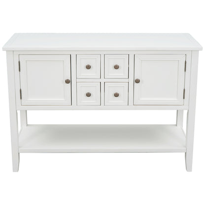 TREXM  Cambridge Series Buffet Sideboard Console Table with Bottom Shelf (White)