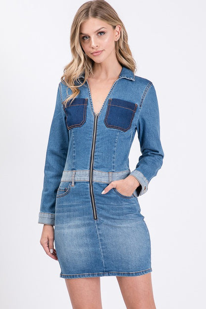 BODYCON SHIRT DENIM DRESS