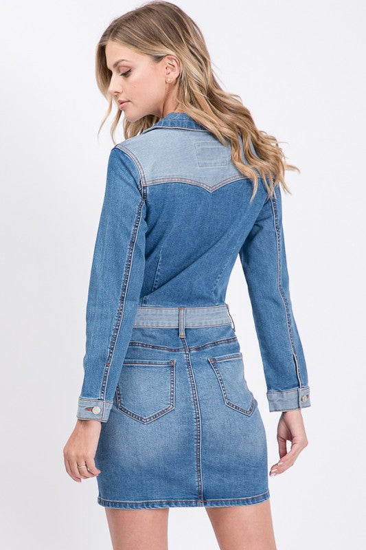 BODYCON SHIRT DENIM DRESS