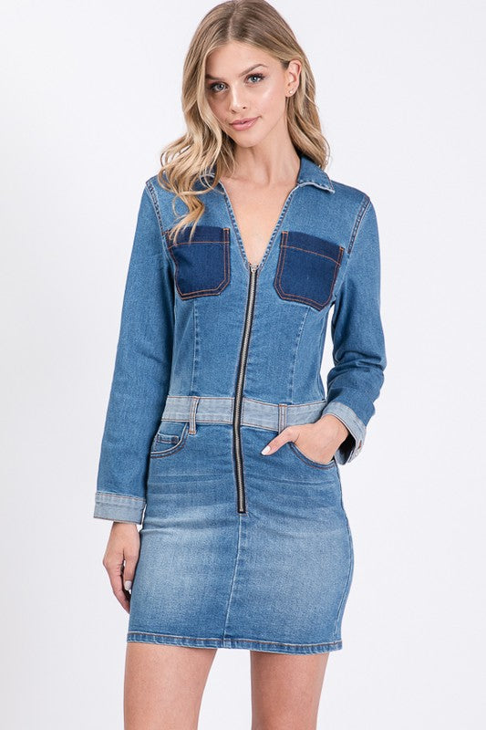 BODYCON SHIRT DENIM DRESS